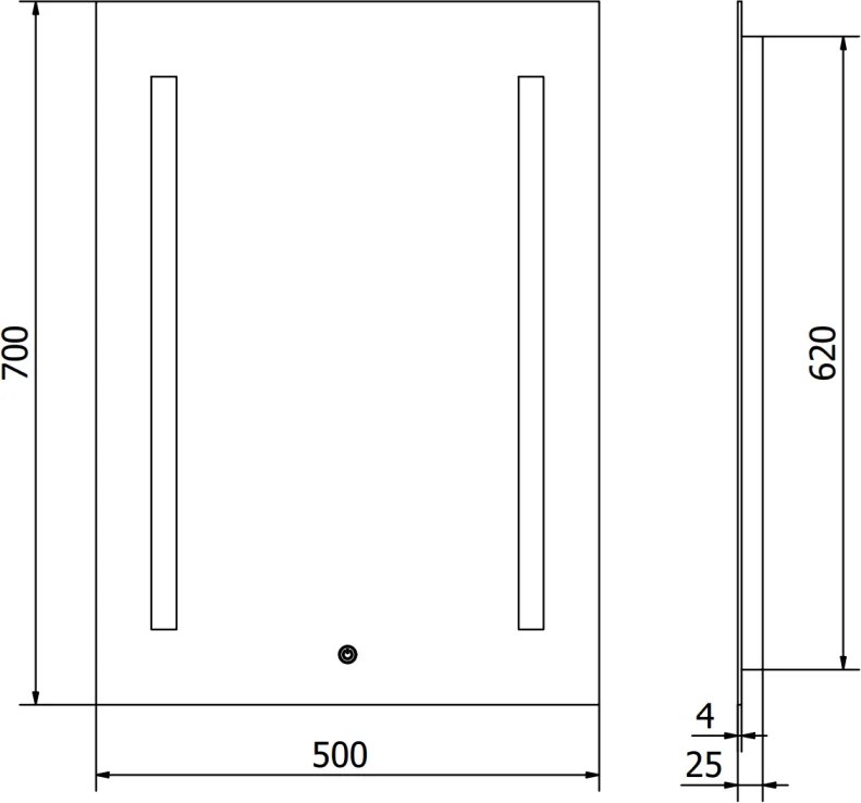 Mexen Remi, LED kúpeľňové zrkadlo s podsvietením 50 x 70 cm, 6000K, ochrana proti zahmlievaniu, 9804-050-070-611-00