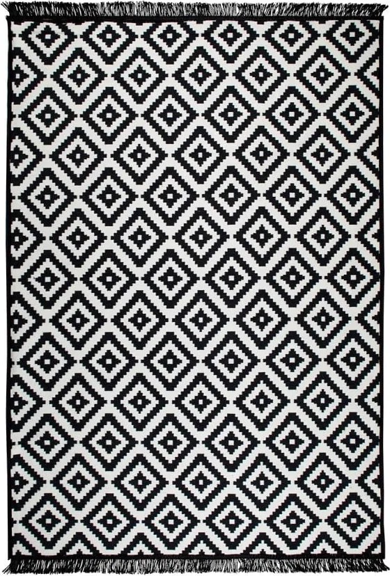 Čierno-biely obojstranný koberec Helen, 140 × 215 cm