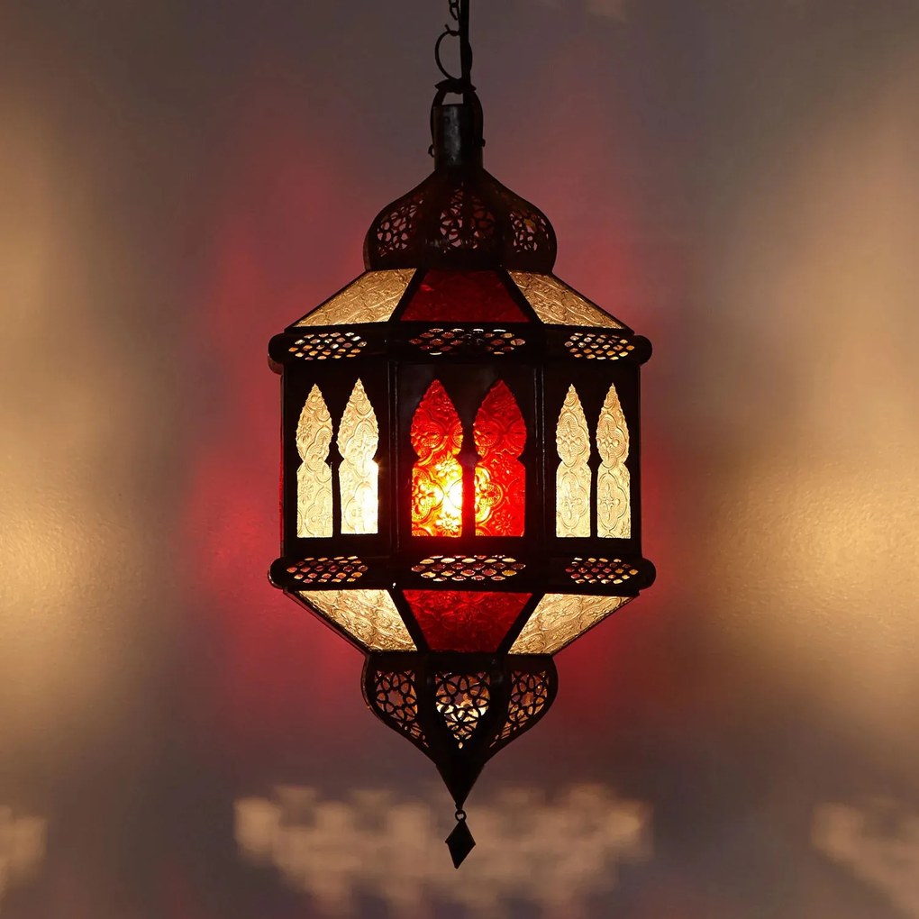 Orientálna lampa Biban Trombia bielo-červená