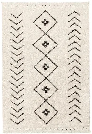 Ručne tkaný kusový koberec Berber Rhombs, 140x210, biela, kancelária, Lorena Canals