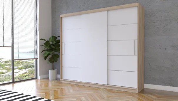 Šatníková skriňa ALBA II 250 cm dub sonoma/biela