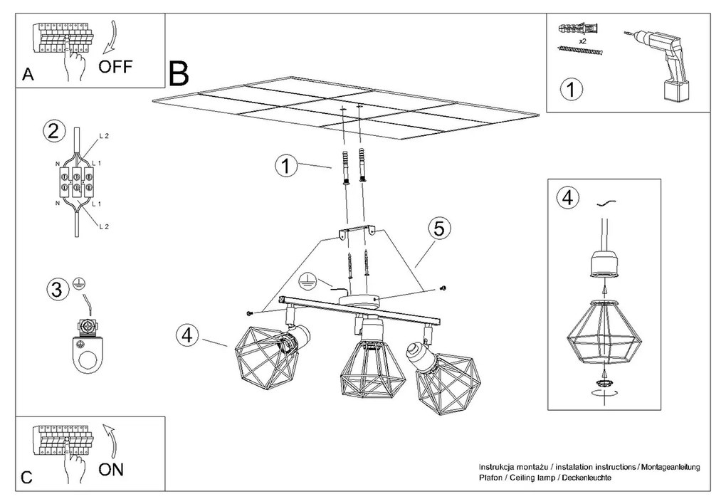 Stropné svietidlo ARTEMIS 3 biele