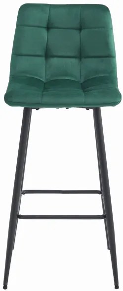 Set troch barových stoličiek ARCETO zamatové tmavozelené (čierne nohy) 3 ks