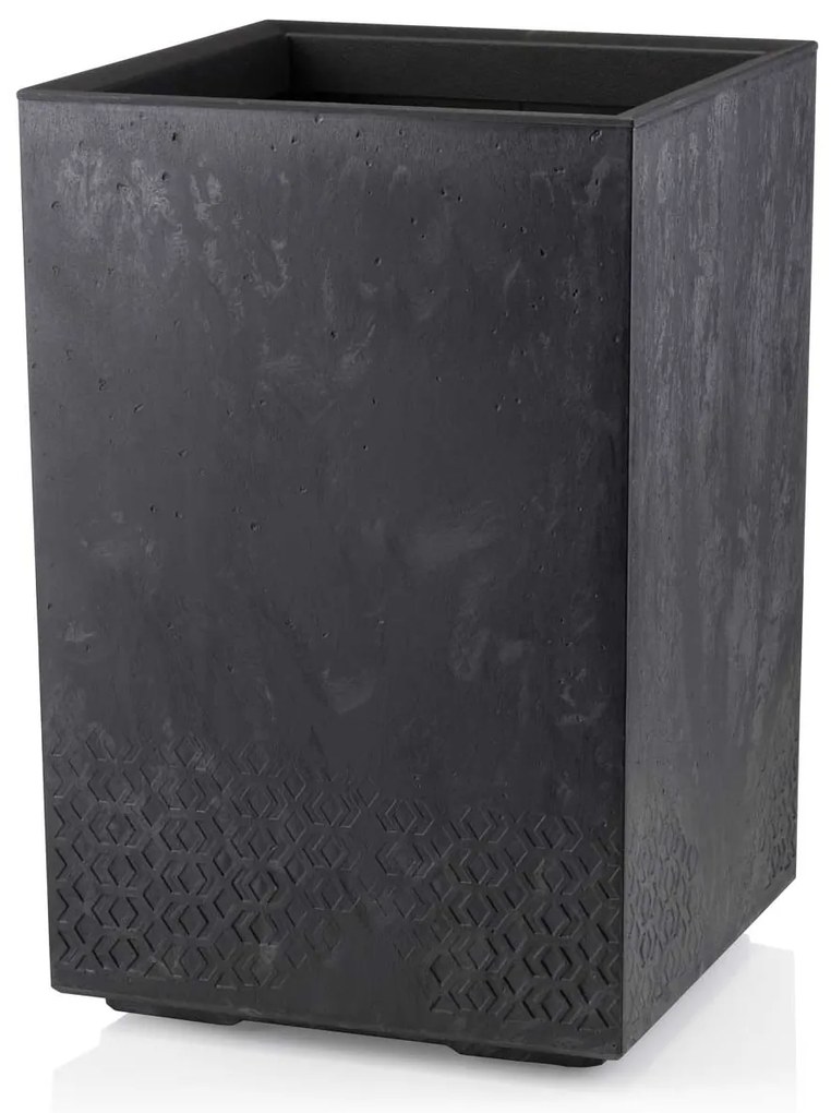 PLASTOVÝ KVETINÁČ NA KOLIESKACH BETONIQUE 60X40X40 CM IMITÁCIA BETÓNU ČIERNA