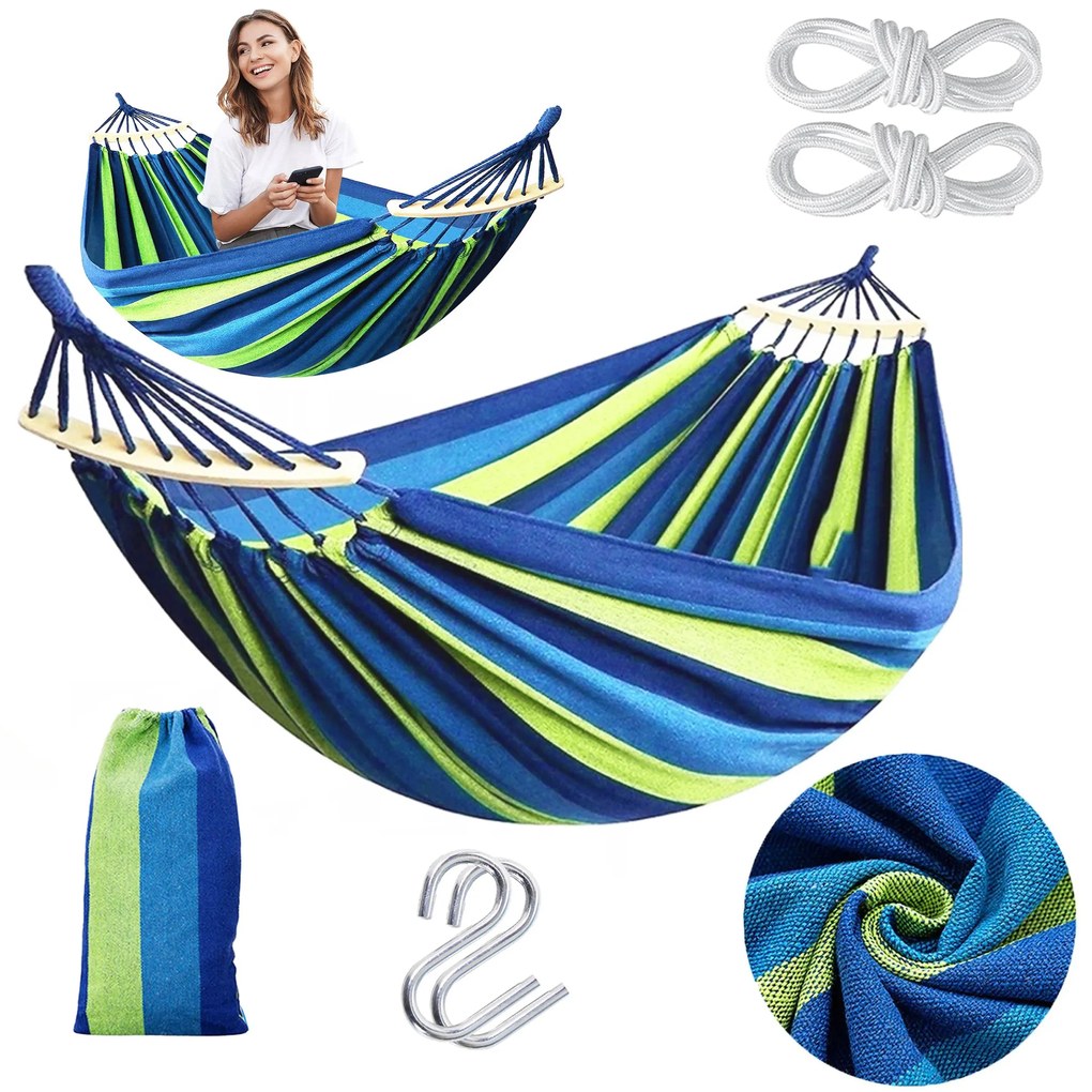 Bluegarden Bluegarden, 1-osobová záhradná hojdacia sieť 200x90 cm 480144B, modrá-zelená, OGR-09029