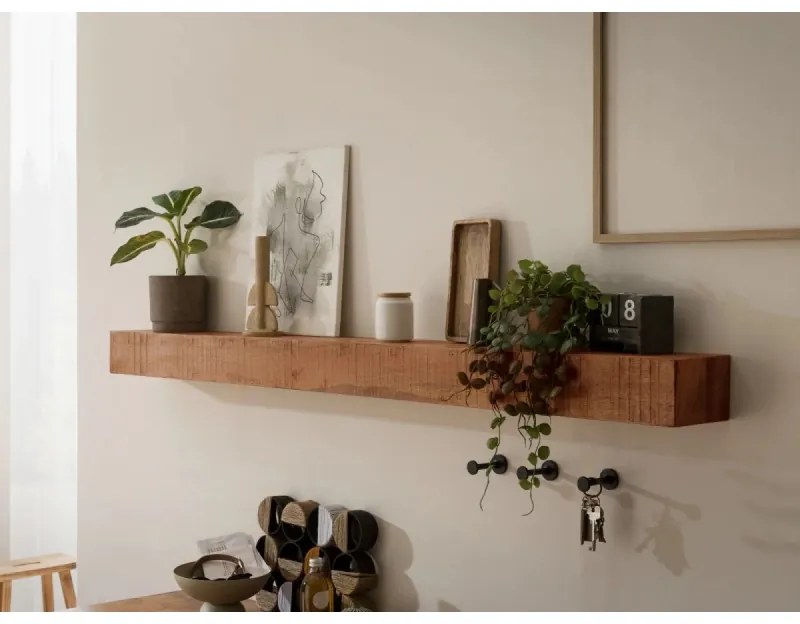 furniture-nabytek.cz - Masívna nástenná polica Amberley z mangového dreva, lakovaná, hnedá – 160 cm