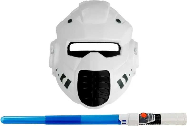 LEAN Toys Kozmická laserová pištoľ so svietiacim mečom a maskou