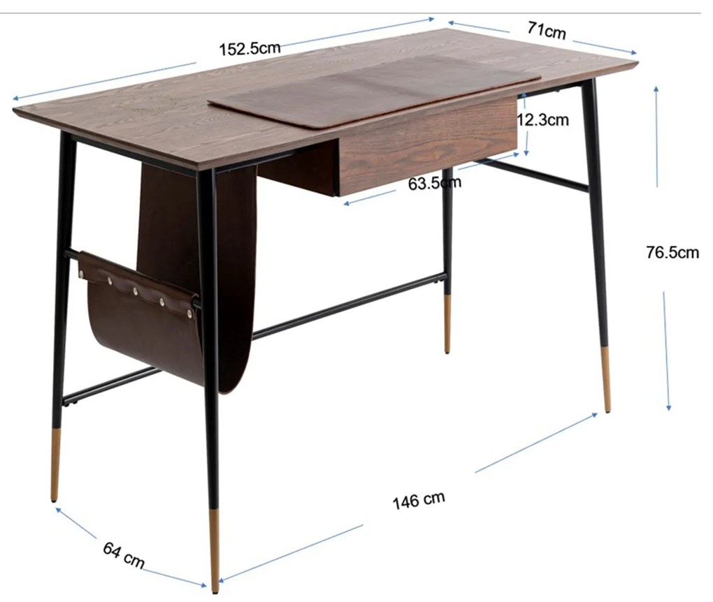 Boticelli písací stôl hnedý