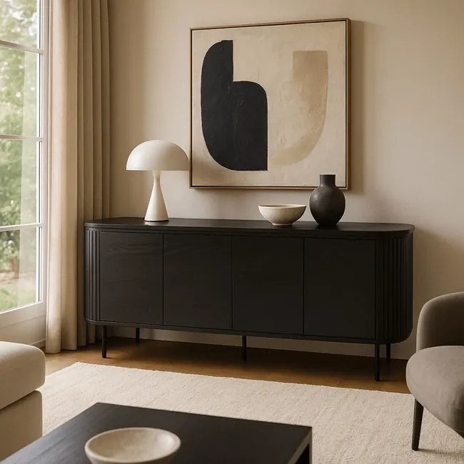Dizajnová komoda Lulea v elegantnej čiernej 200cm