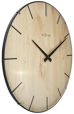 Nástenné hodiny NeXtime Edge Wood Dome Ø35 cm