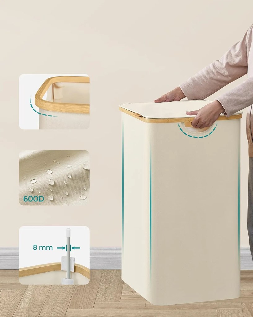 Koš na prádlo Leslie 150 L krémový