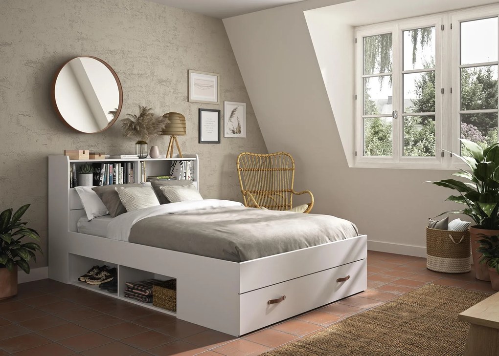 Dizajnová posteľ s úložným priestorom, nadstavcom Sabia