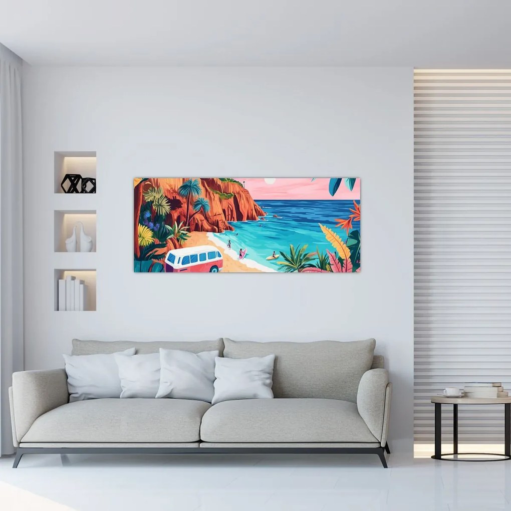 Obraz - Karavan pri oceáne (120x50 cm)