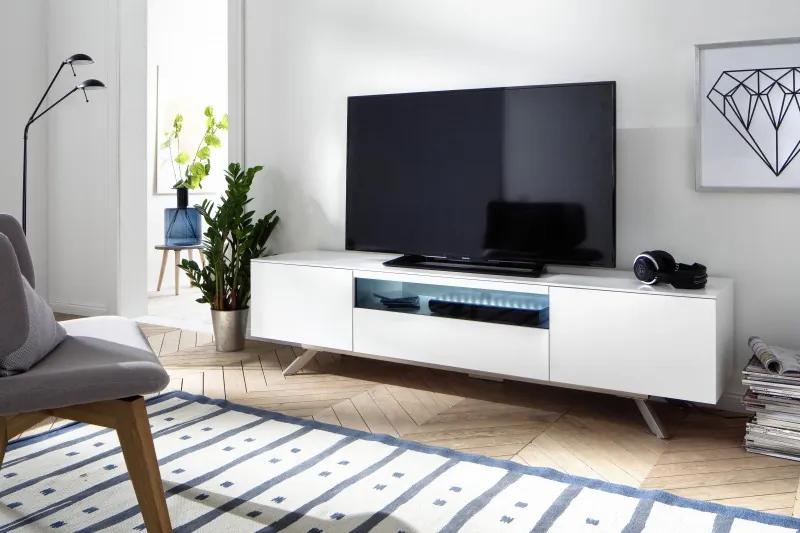 TV stolík Lenia 185 cm v bielej farbe s led osvetlením
