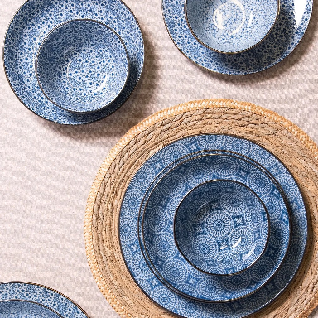 Hlboký tanier s modrými kvietkami BlueFlowers - Ø 20 * 4 cm