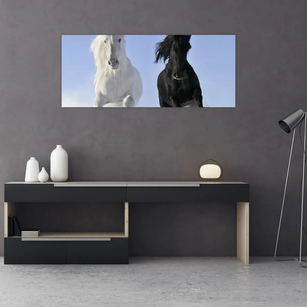 Obraz - Kone v zime (120x50 cm)