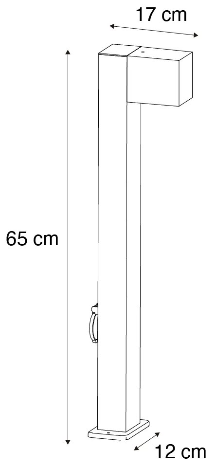 Vonkajšia lampa čierna so zemným hrotom a káblovou priechodkou 65 cm vrátane zásuvky IP44 - Baleno
