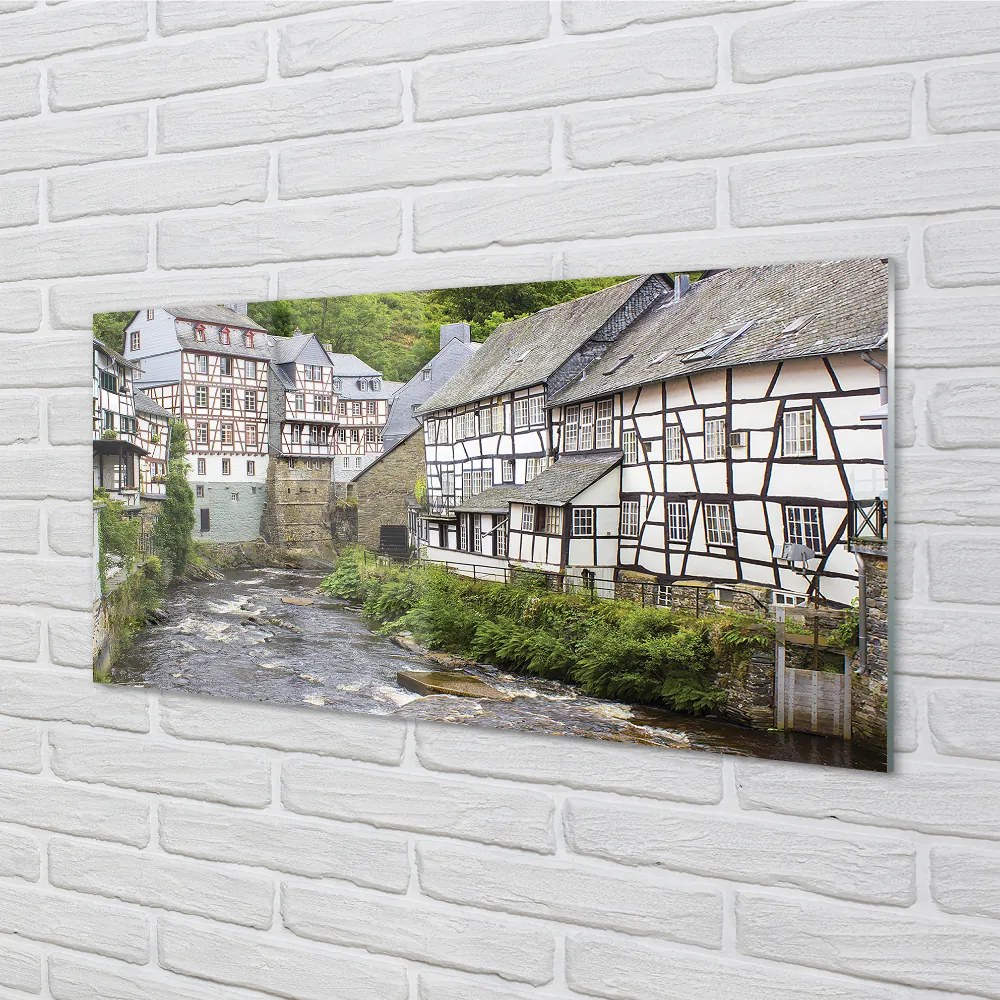 Nástenný panel  Germany Staré budovy River 125x50 cm