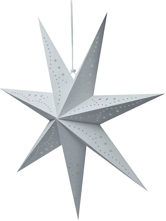 Solight LED strieborná vianočná hviezda, závesná, 60cm, 20x LED, 2x AA, strieborná farba, 1v294