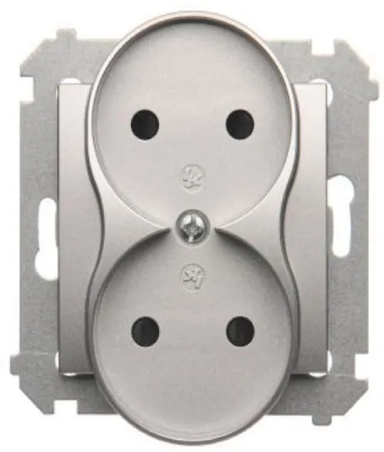 DG2MZ/43 Zásuvka bez uzemnenia dvojitý strieborný mat
