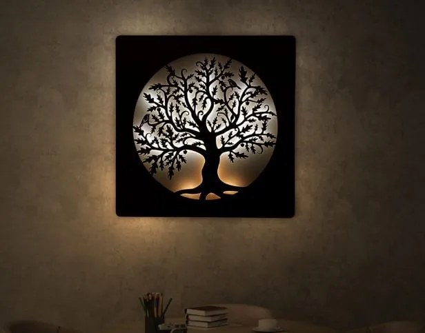 Svietiaci obraz na stenu Strom v kruhu na batériu