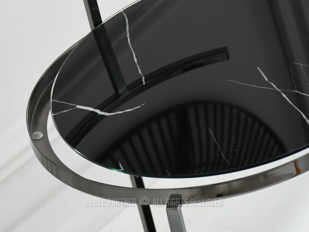 Konferenčný stolík Alfonzo (čierny mramor + čierna). Akcia -18%. Vlastná spoľahlivá doprava až k Vám domov. 1111551