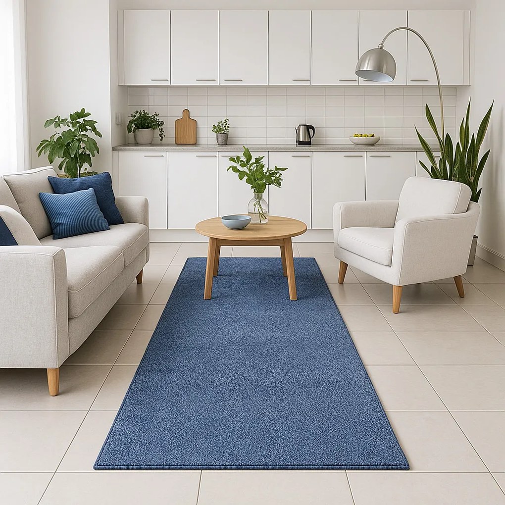 AladinWorld Expres, Koberec behúň Velur Ultra tm. modrý, 90x400, modrá, detská izba