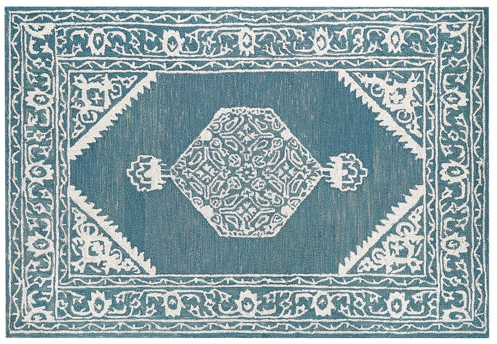 Vlnený koberec 140 x 200 cm biela/modrá GEVAS Beliani