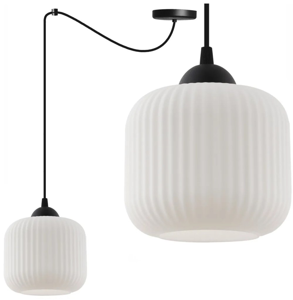 Závesné svietidlo Riffle Spider, 1x biele sklenené tienidlo, b