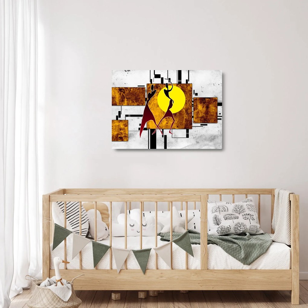 Sklenený obraz starovekej dobovej maľby (70x50 cm)