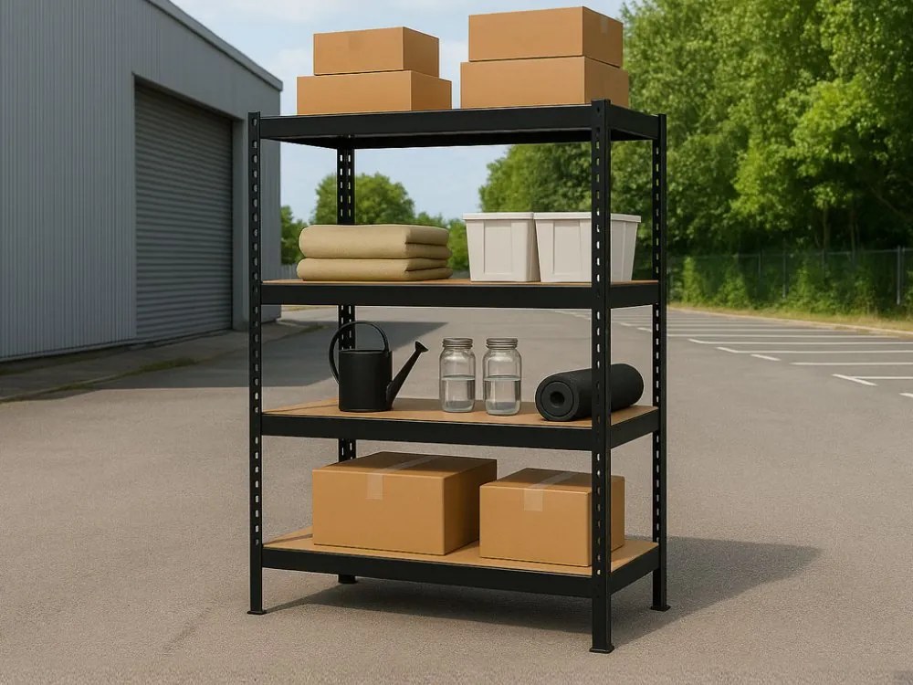 Akcia 3x Regál 180x180x50 cm profesionálny 4-policový, nosnosť 1200 kg - čierny