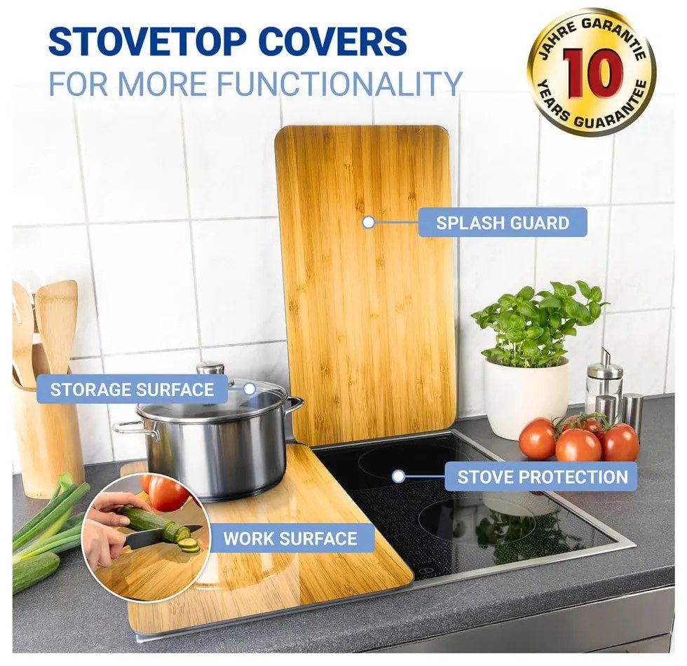 Kryty na sporák z tvrdeného skla v súprave 2 ks 52x30 cm Wooden – Maximex