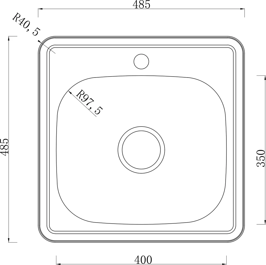 Erga HD, 1-komorový oceľový drez 485x485x160 mm, dekor sieťovinová štruktúra, ERG-MLS-HD4848D