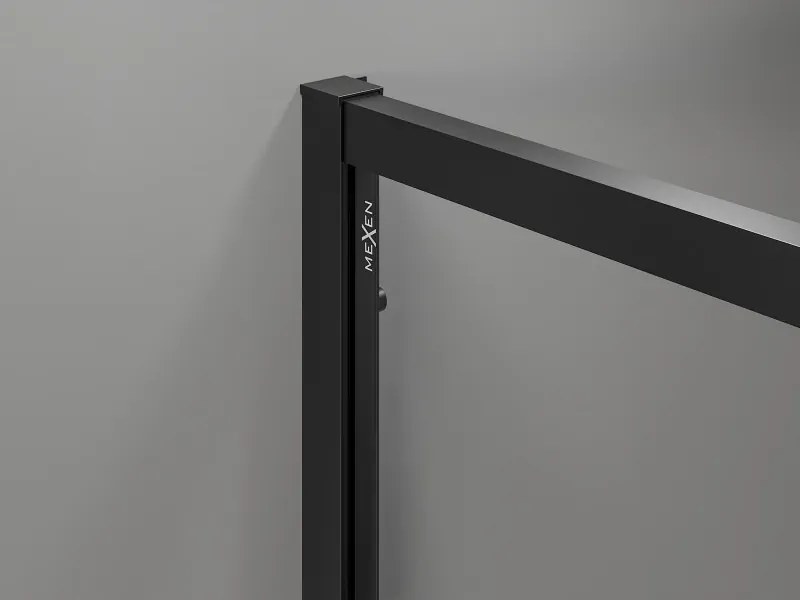 Mexen Exo, sprchovací kút s posuvnými dverami 115 x 100 cm, 6mm číre sklo, čierny profil, 8151-115-100-70-00