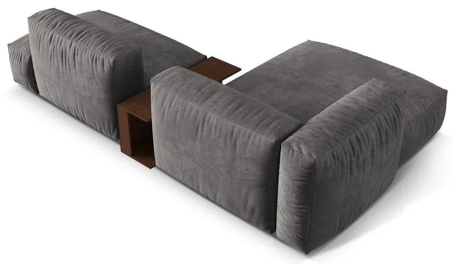 Sivá zamatová modulárna rohová pohovka (ľavý roh/s leňoškou) Martina – Micadoni