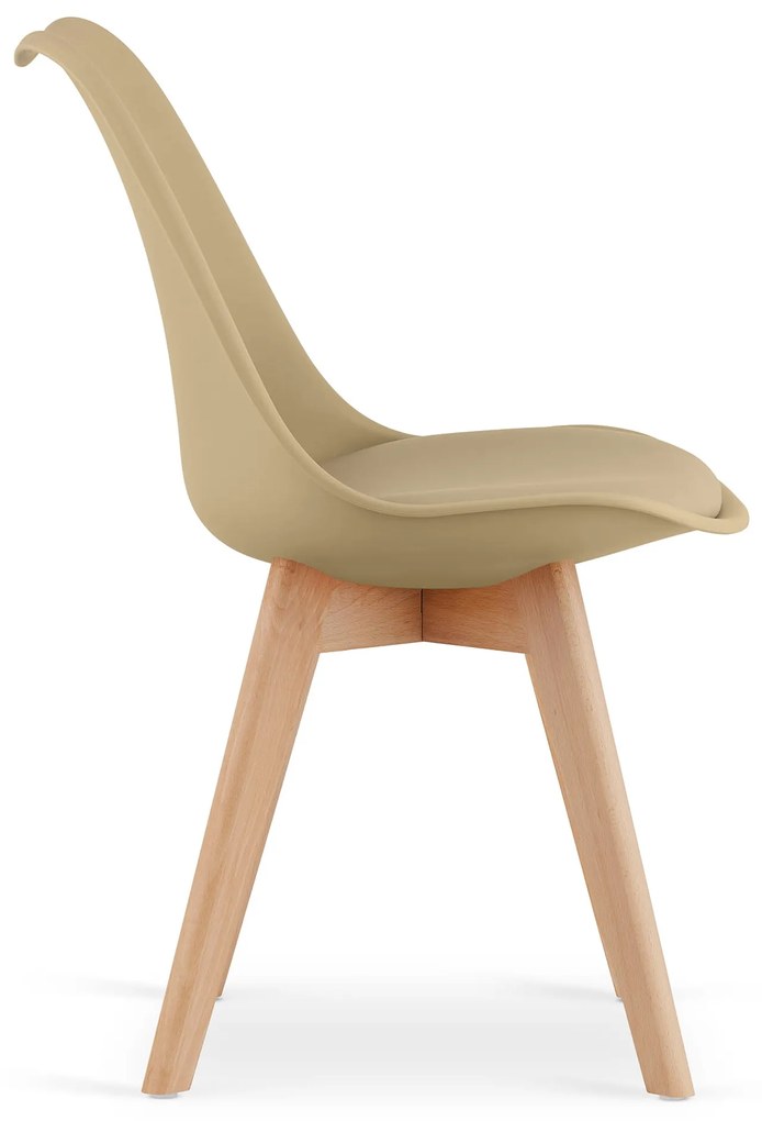 Béžová stolička BALI MARK s bukovými nohami