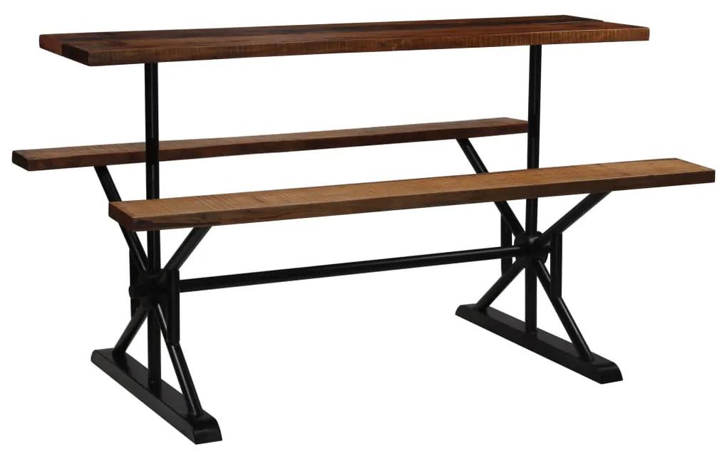 vidaXL Barový stôl s lavicami, recyklovaný masív 180x50x107 cm
