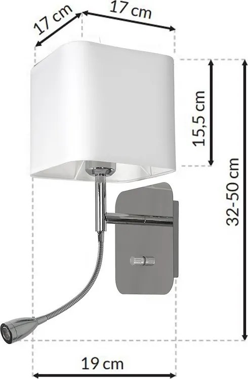 Nástenné svietidlo Napoli, 1x biele textilné tienidlo + 1xLED 1w, ch
