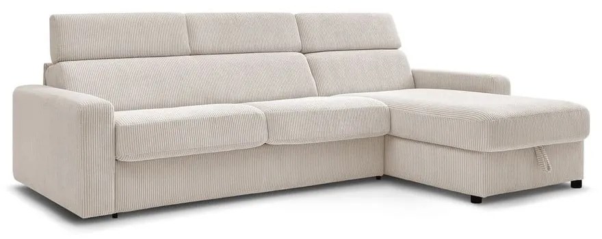 Krémová menčestrová rozkladacia rohová pohovka (variabilná) Monaco – Bobochic Paris