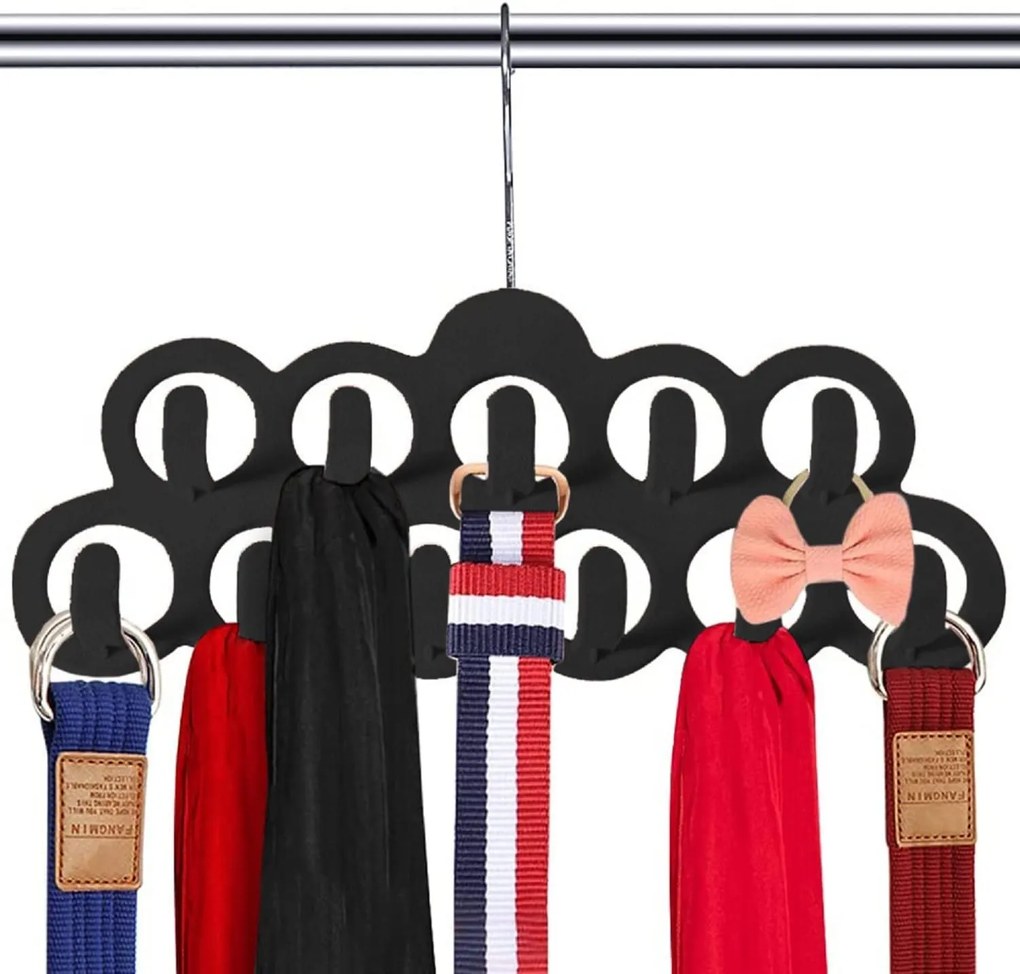 JJA Vešiak na kravaty a opasky, semiš, 11 háčikov
