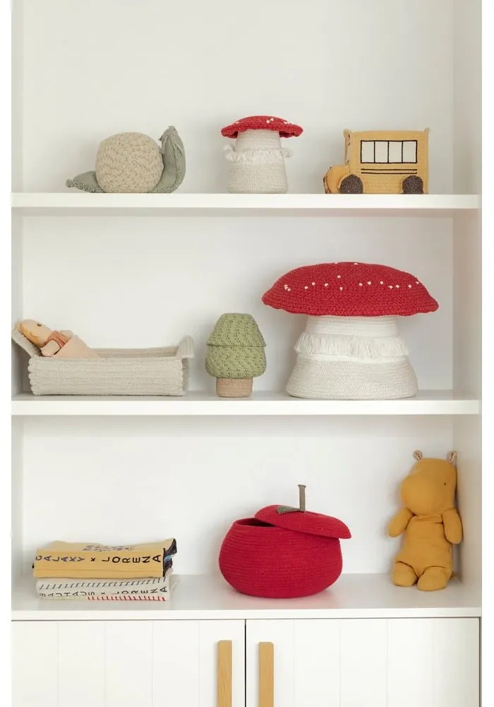 Červený/krémový látkový detský kôš na hračky ø 38x33 cm Big Mushroom – Lorena Canals
