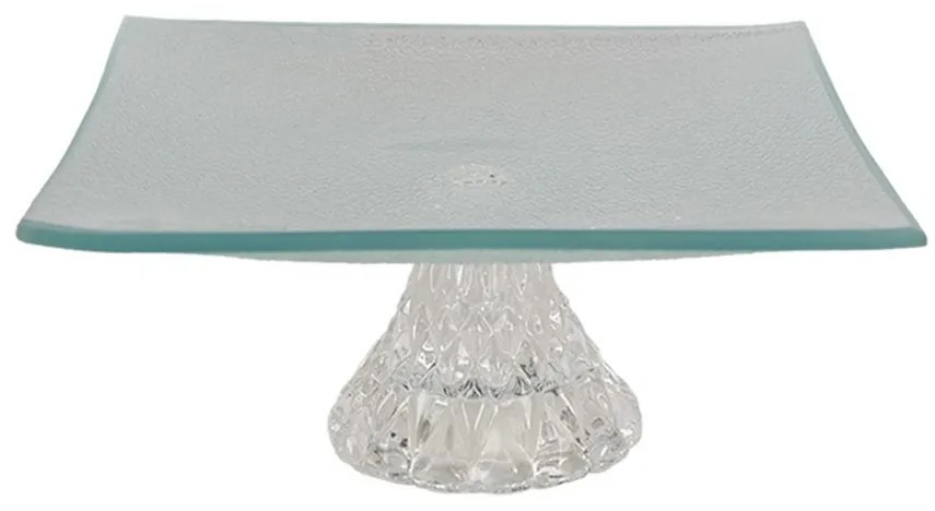 Transparentný sklenený servírovací podnos na nohe - 15*15*7 cm