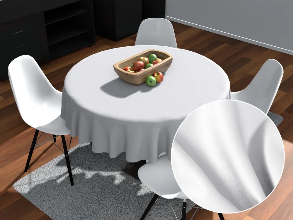 Biante Veľký okrúhly bavlnený saténový obrus ST-001 Biely Ø 220 cm