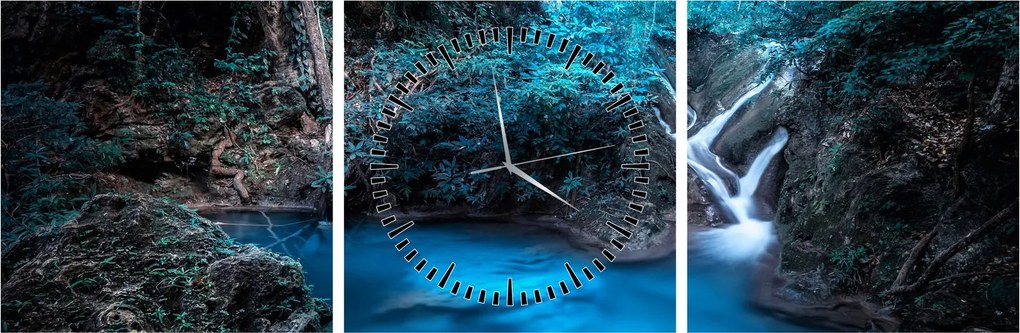 Obraz - Magická noc v tropickom lese (s hodinami) (90x30 cm)