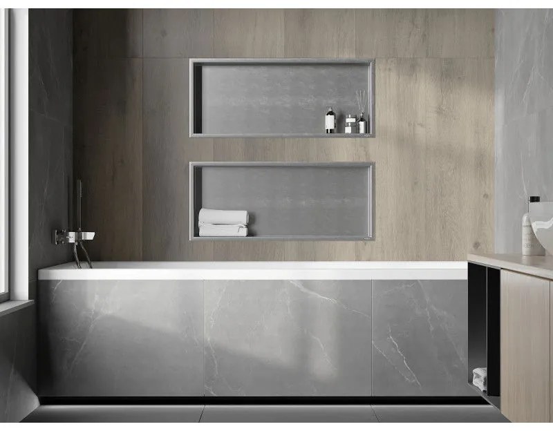 Mexen X-Wall-R, polička na zapustenie na obklad s golierom 75 x 30 cm, oceľová, 1910753010