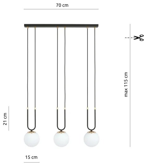 Luster na lanku GLAM 3xE14/10W/230V čierna