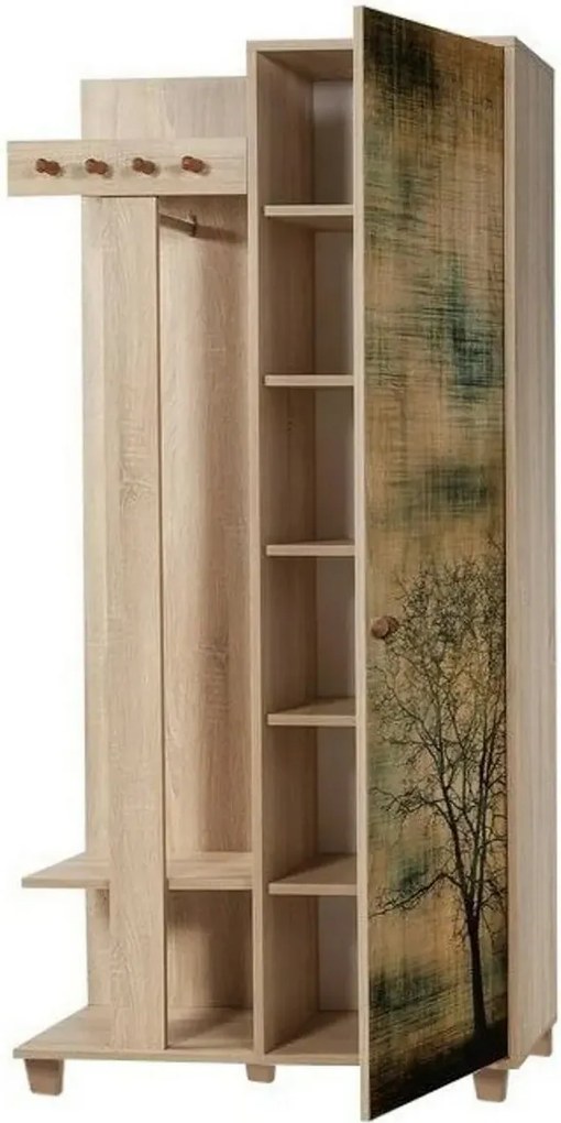 Vešiak so skriňou Garmanto Tree Sonoma Oak