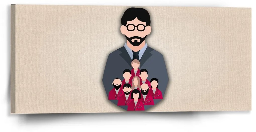 Sablio Obraz Money heist Profesor a jeho tím Béžová - 110x50 cm