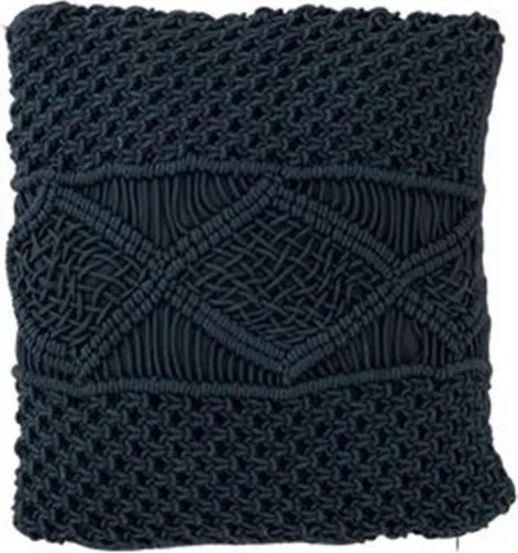 Tmavo modrý vankúš s výplňou Macrae - Ø 45 * 10 cm