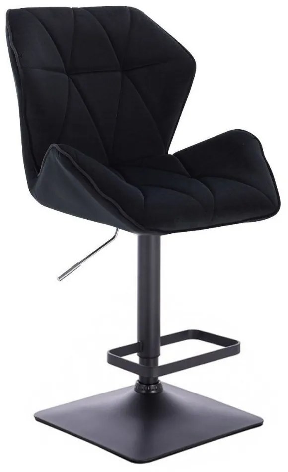 LuxuryForm DESIGN Barová stolička MILANO MAX VELUR na čiernej hranatej podstave - čierna